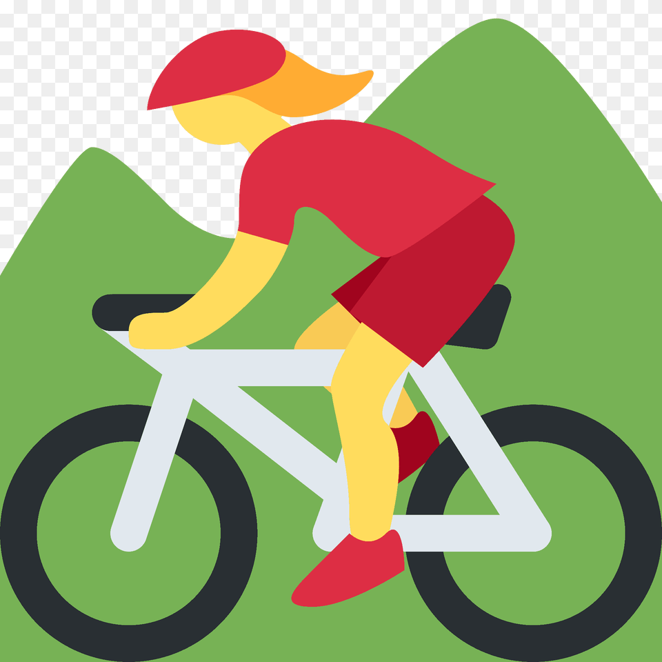 Woman Mountain Biking Emoji Clipart, Bicycle, Transportation, Vehicle, Person Free Png