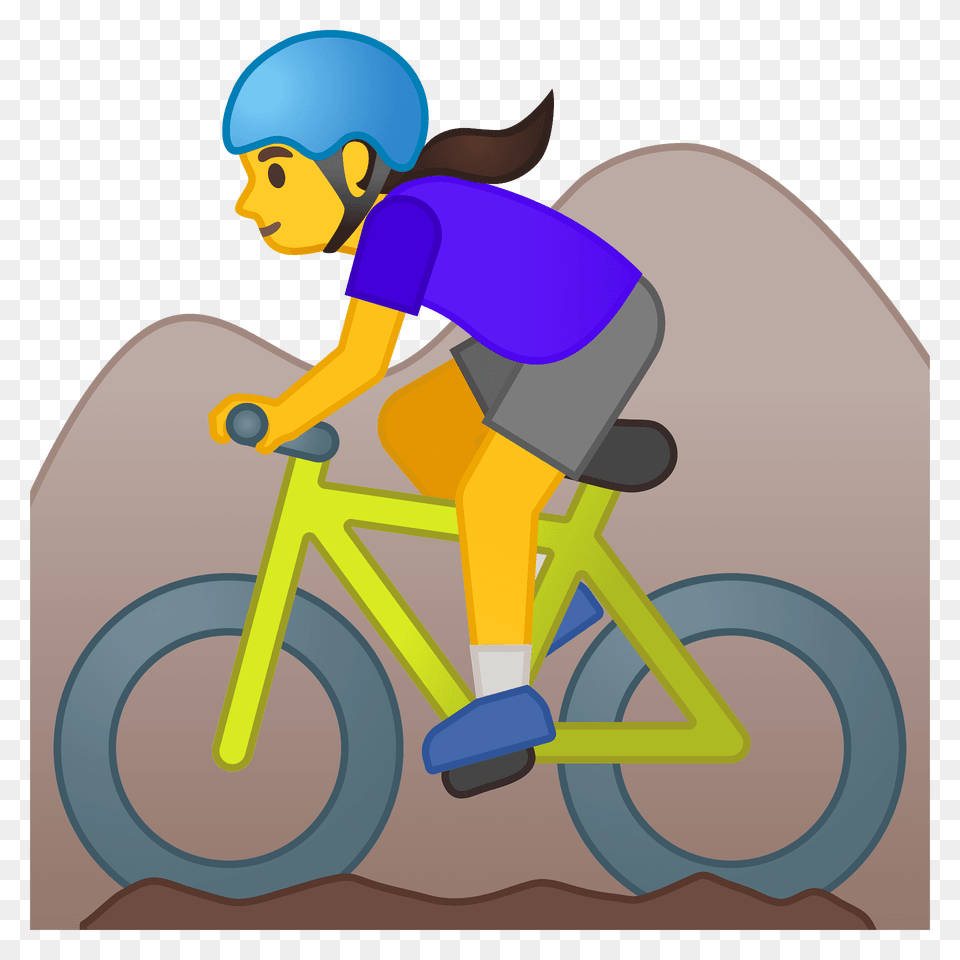 Woman Mountain Biking Emoji Clipart, Vehicle, Bicycle, Transportation, Face Png Image