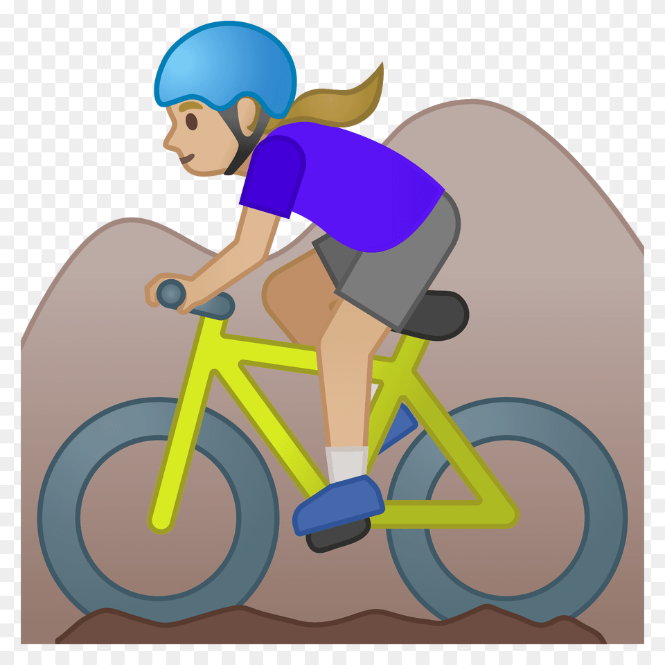 Woman Mountain Biking Emoji Clipart, Face, Person, Head, Bicycle Png Image