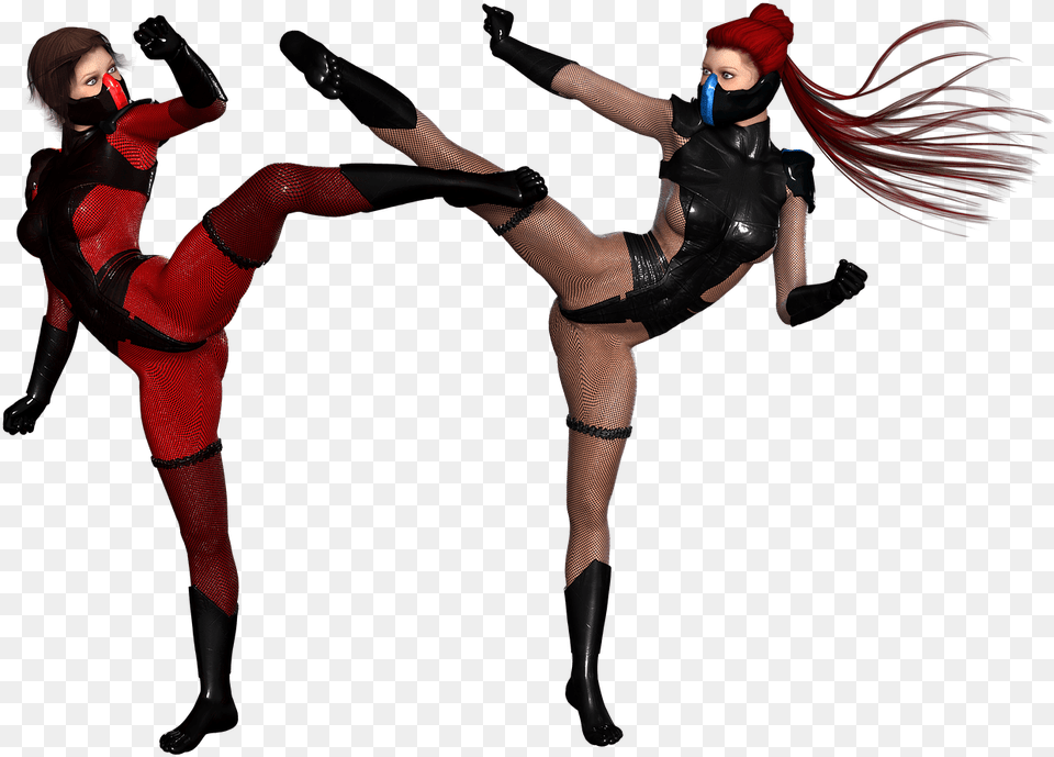 Woman Ninjas Fighting Pose Ninja Girls, Adult, Person, Female, Costume Free Png Download