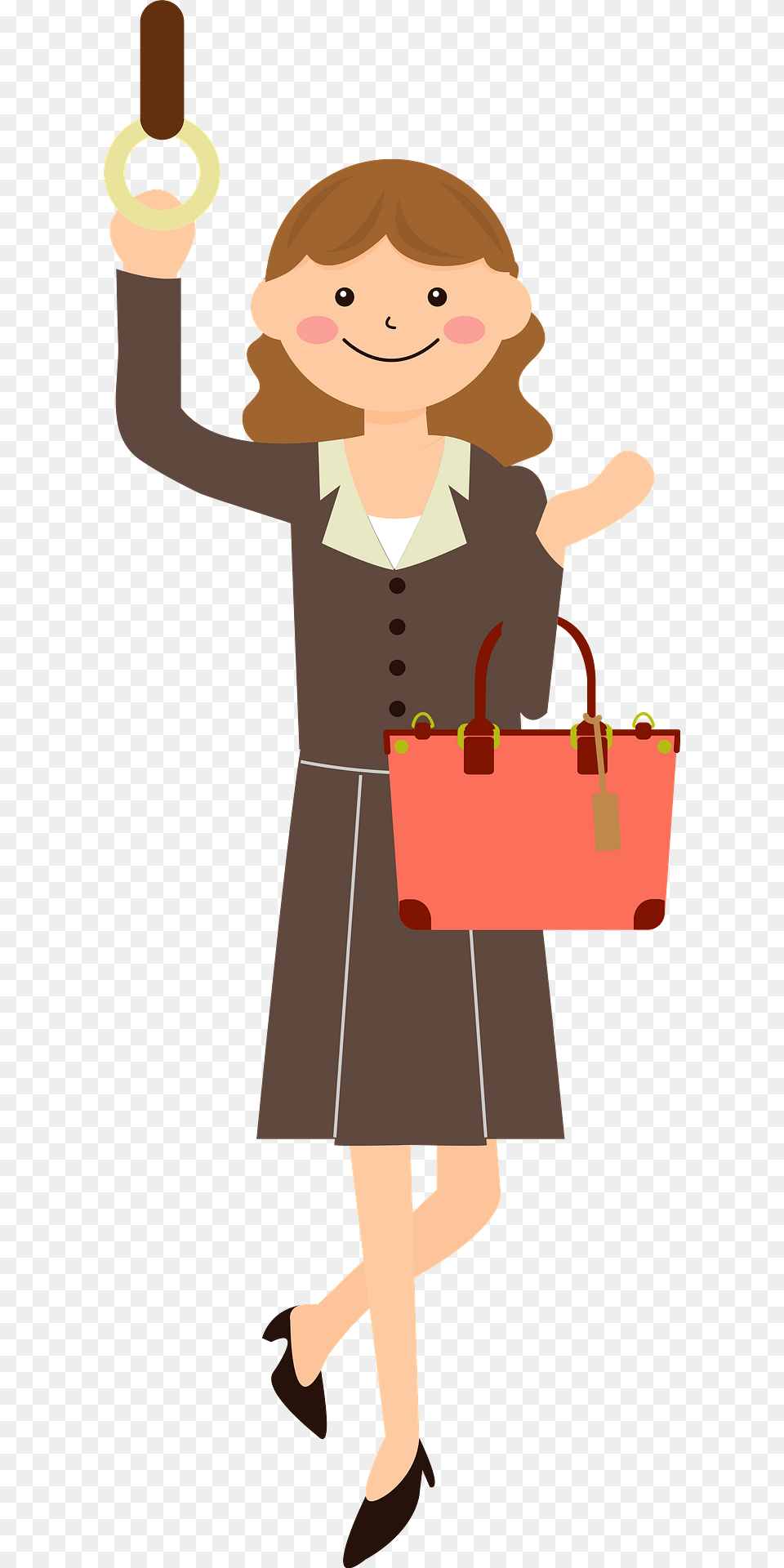 Woman On A Light Rail Train Clipart, Accessories, Bag, Handbag, Person Png Image