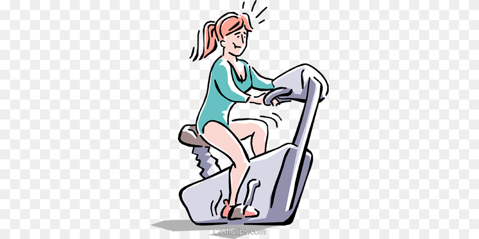 Woman On A Stationary Bike Royalty Vector Clip Art, Person, Cleaning, Face, Head Png