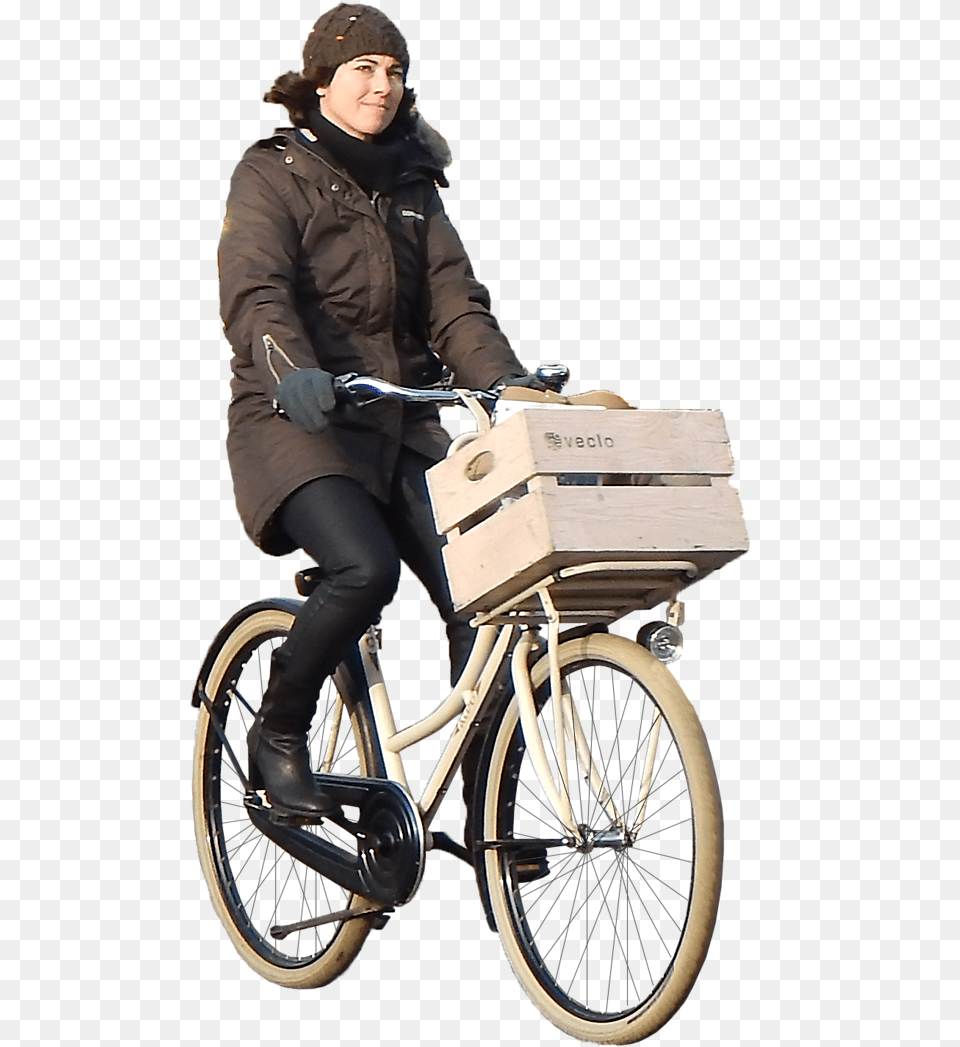 Woman On Bike Woman On Bike, Coat, Clothing, Box, Wheel Png