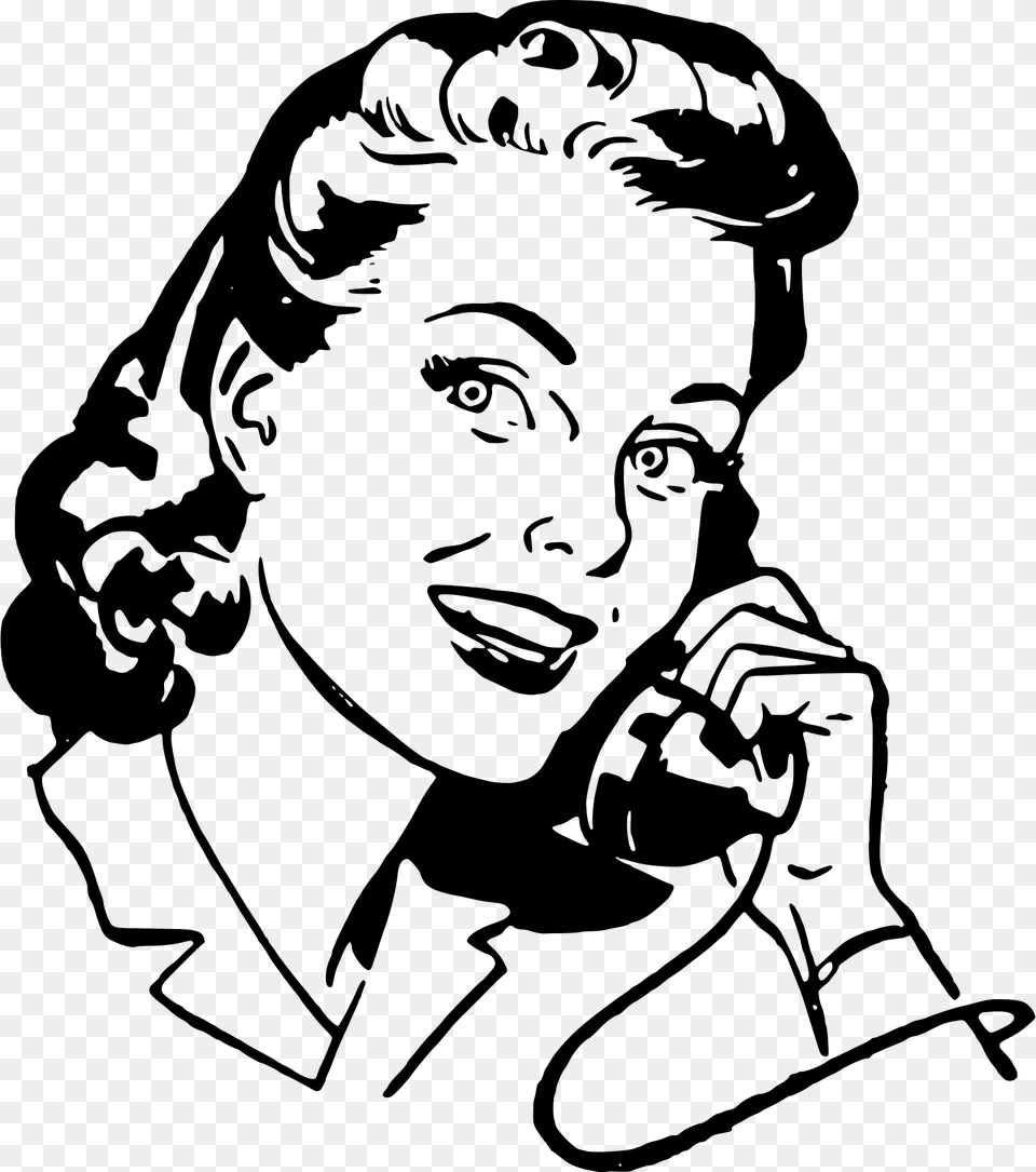 Woman On Telephone Clipart, Person, Art, Face, Head Free Png