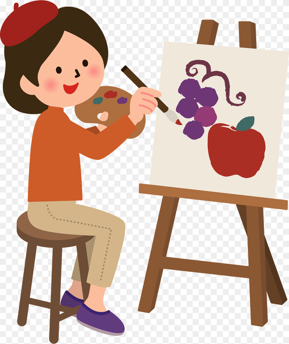 Woman Painting, Canvas, Baby, Person, Tool Png