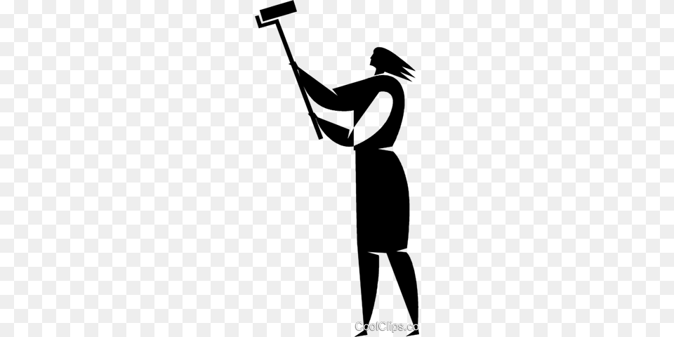 Woman Painting With A Roller Royalty Vector Clip Art, People, Person, Cleaning, Stencil Png Image