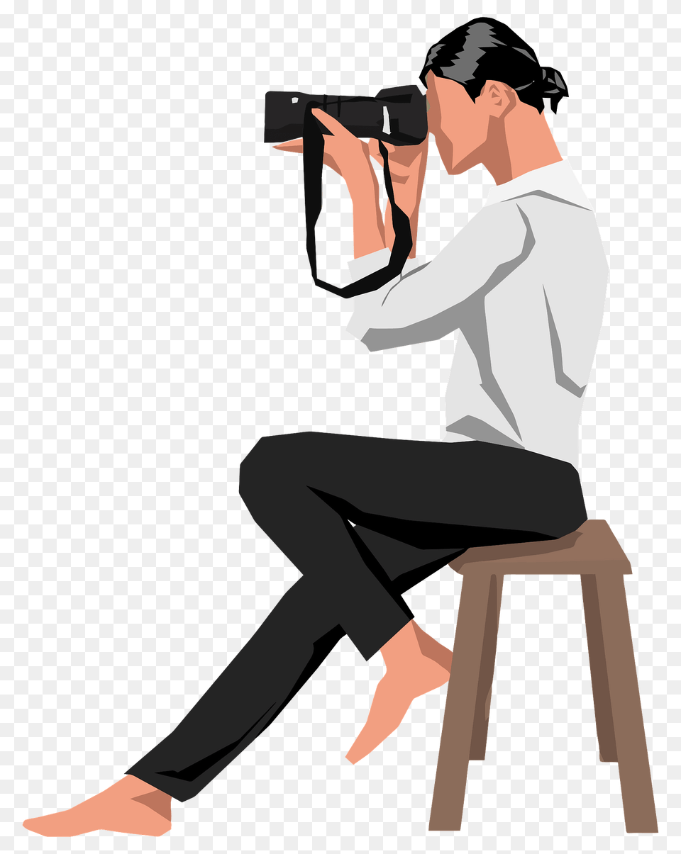 Woman Photographer On Stool Clipart, Photography, Person, Adult, Female Png