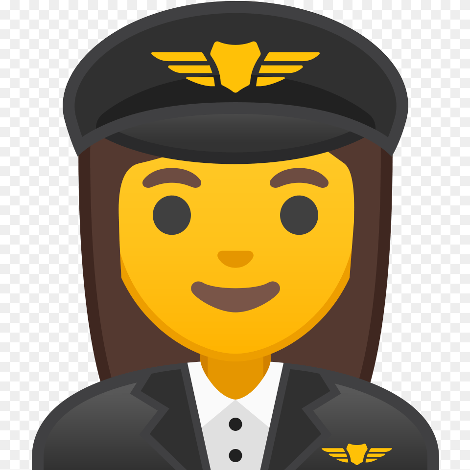 Woman Pilot Icon Transparent Background Family Emoji, Captain, Officer, Person, Face Png Image