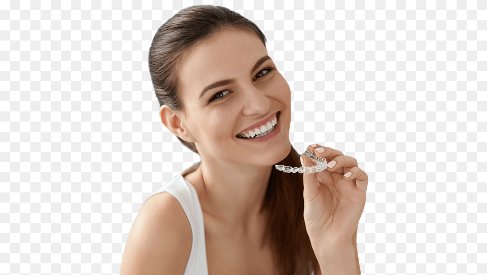 Woman Placing Invisalign Tray Invisalign Orthodontic Ad, Adult, Person, Head, Female Png Image