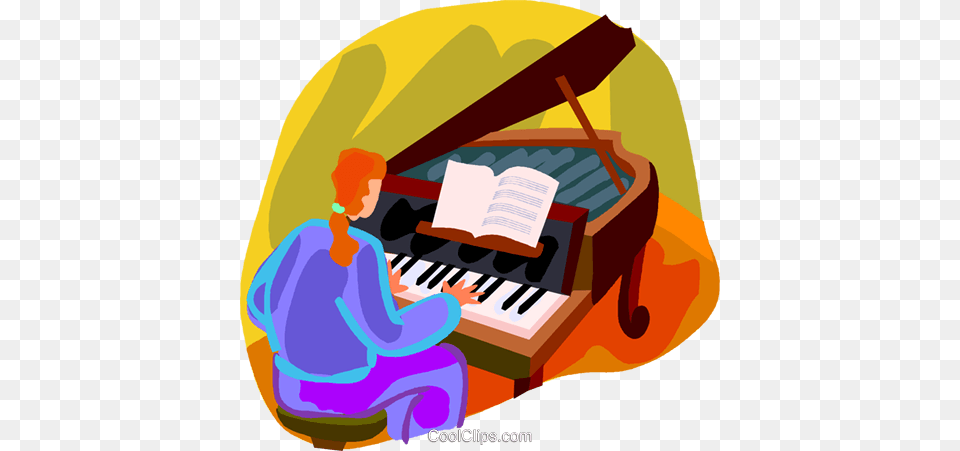 Woman Playing A Grand Piano Royalty Vector Clip Piano, Person, Keyboard, Musical Instrument, Performer Free Transparent Png