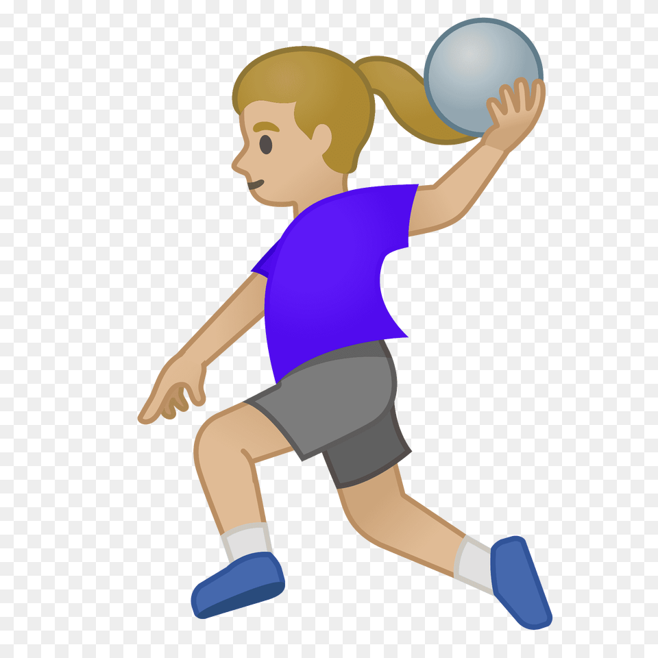 Woman Playing Handball Emoji Clipart, Sphere, Baby, Person, Shorts Free Transparent Png