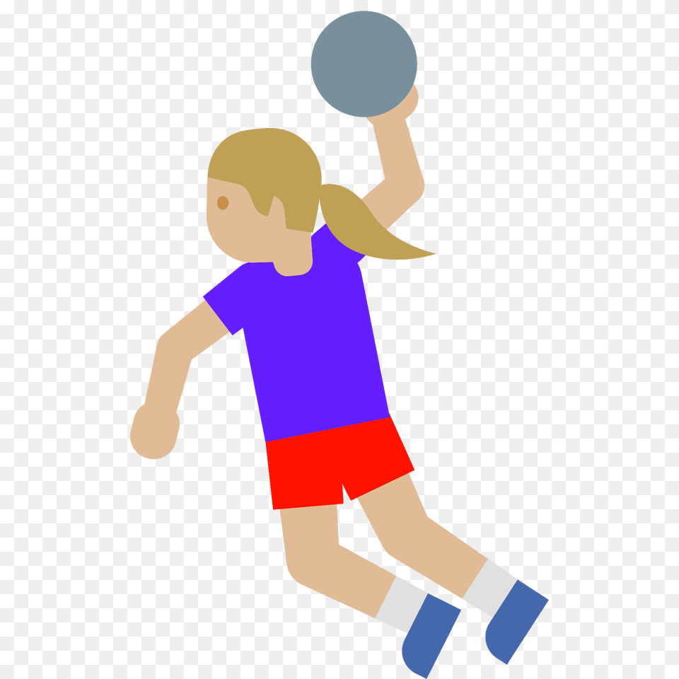 Woman Playing Handball Emoji Clipart, Ball, Sphere, Sport, Child Free Png Download