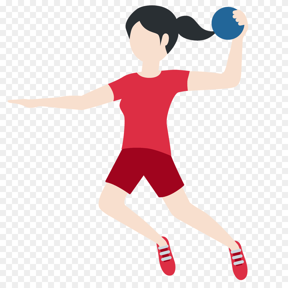 Woman Playing Handball Emoji Clipart, Ball, Sport, Person, Footwear Free Png Download