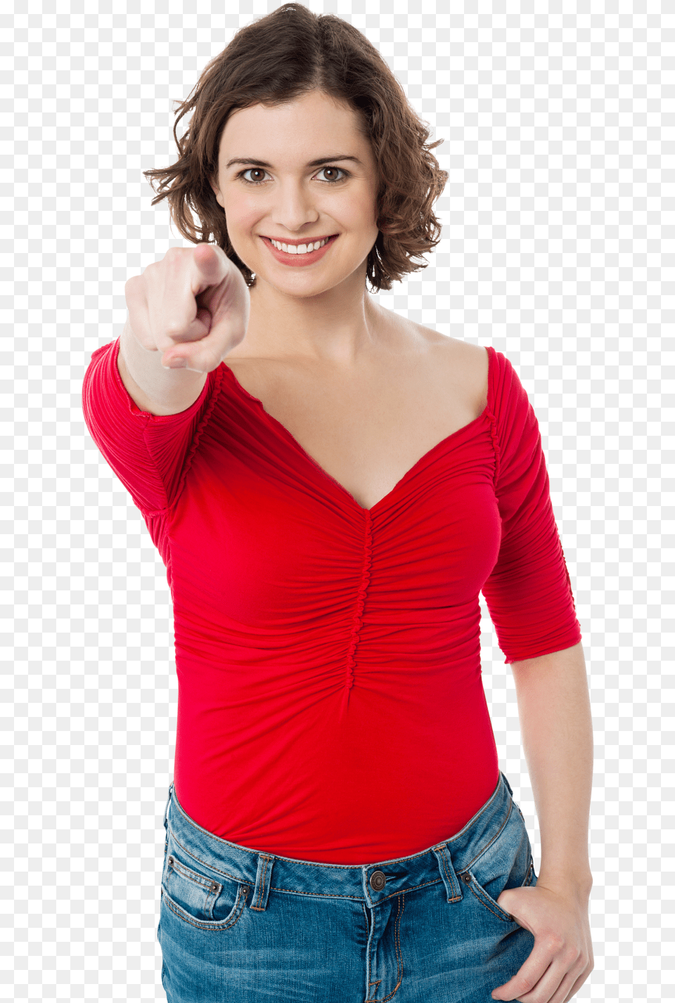 Woman Pointing At You, Jeans, Long Sleeve, Hand, Finger Free Transparent Png