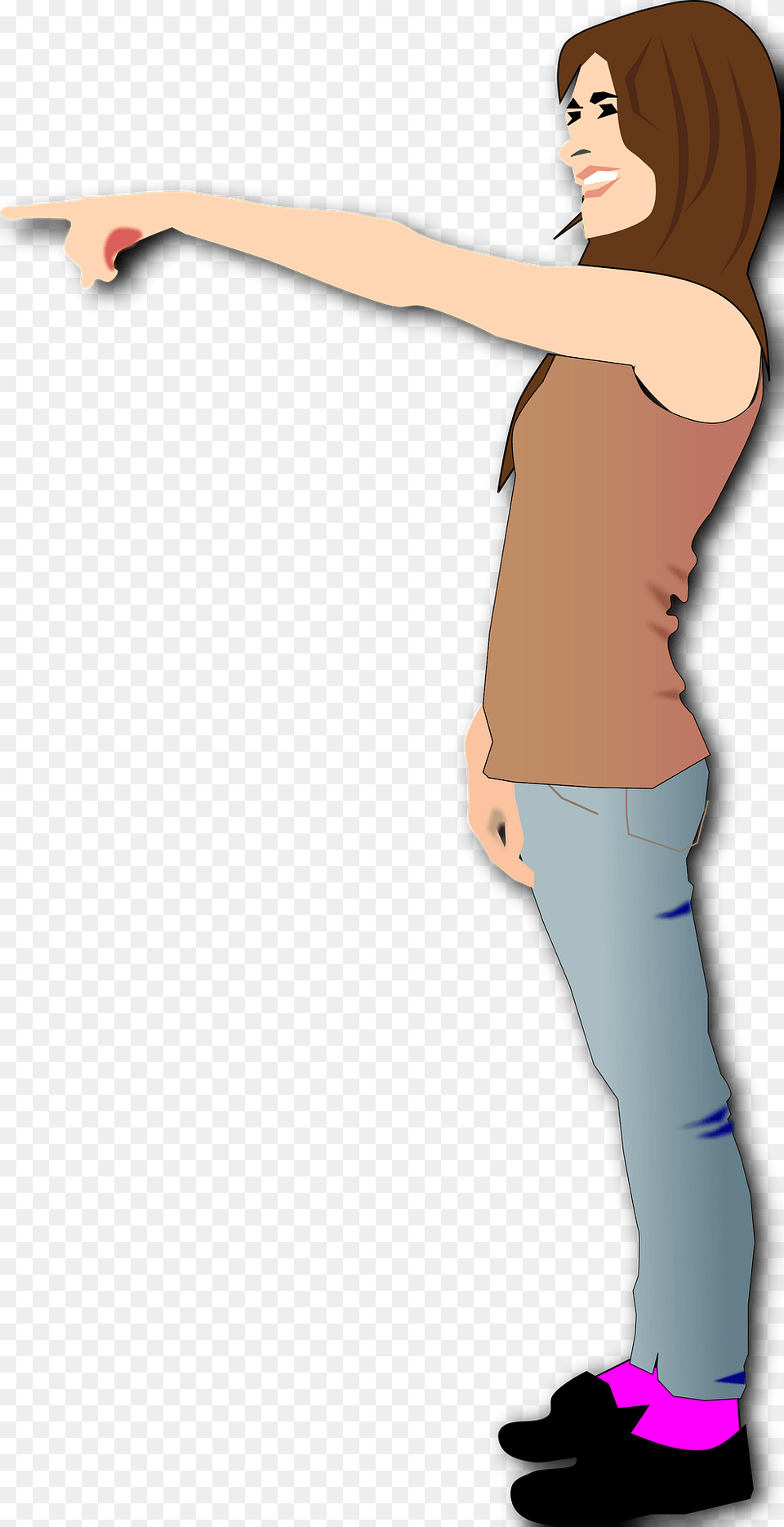 Woman Pointing Clipart, Clothing, Pants, Arm, Body Part Free Png Download