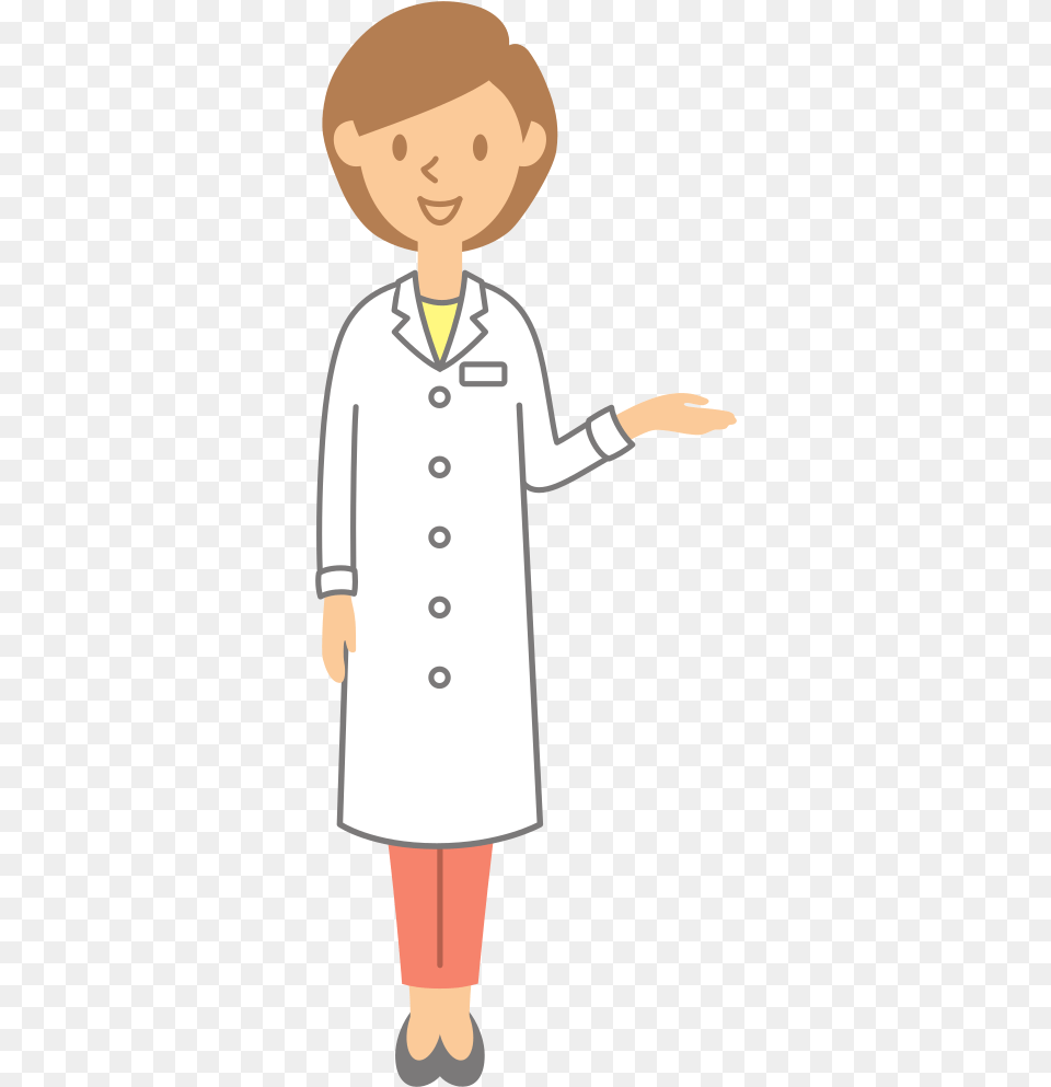 Woman Pointing Right Illustration, Clothing, Coat, Lab Coat, Boy Png Image