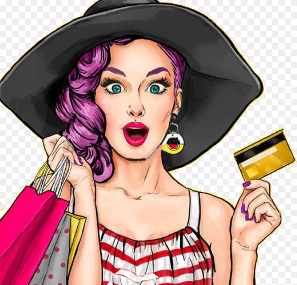 Woman Pop Art Credit Card Pop Art Woman, Person, Female, Adult, Clothing Png