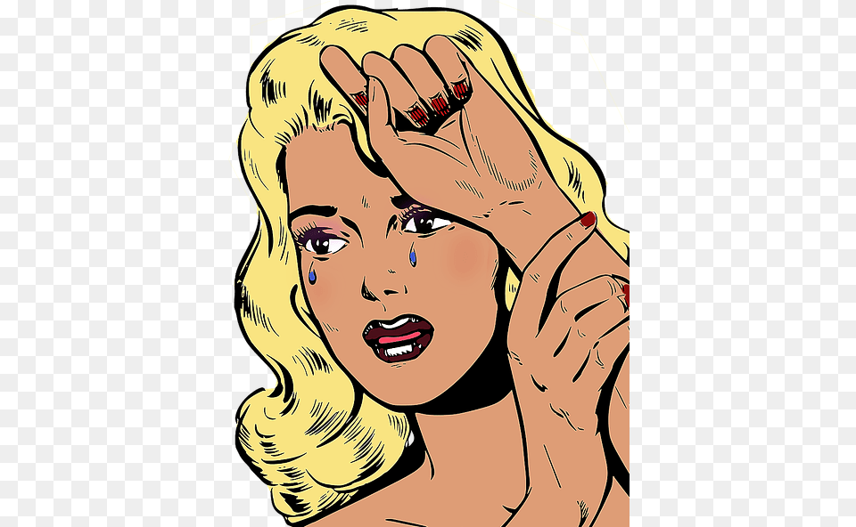 Woman Pop Art Sexy Retro Young Cry Female Girl Scale Not Moving, Adult, Person, Face, Head Png
