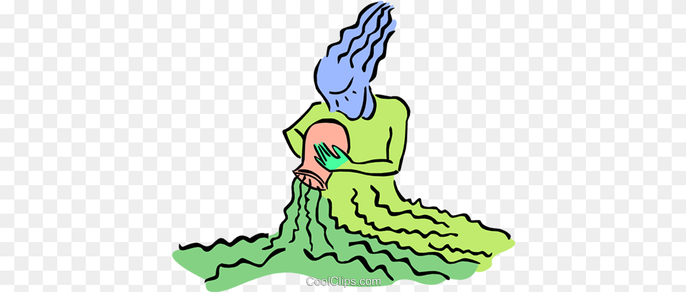 Woman Pouring Water Royalty Vector Clip Art Illustration, Green, Person, Baby, Graphics Free Transparent Png