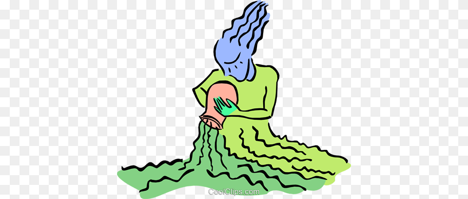 Woman Pouring Water Royalty Free Vector Clip Art Illustration, Green, Baby, Person, Outdoors Png