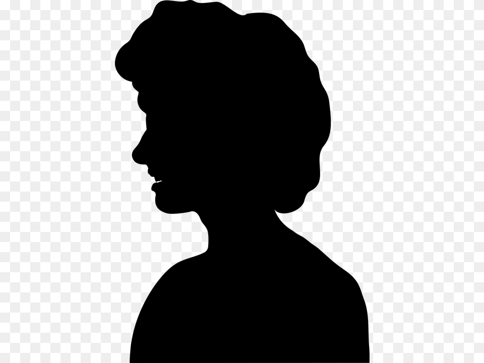 Woman Profile Silhouette Female Girl Human People Old Woman Head Silhouette, Gray Png