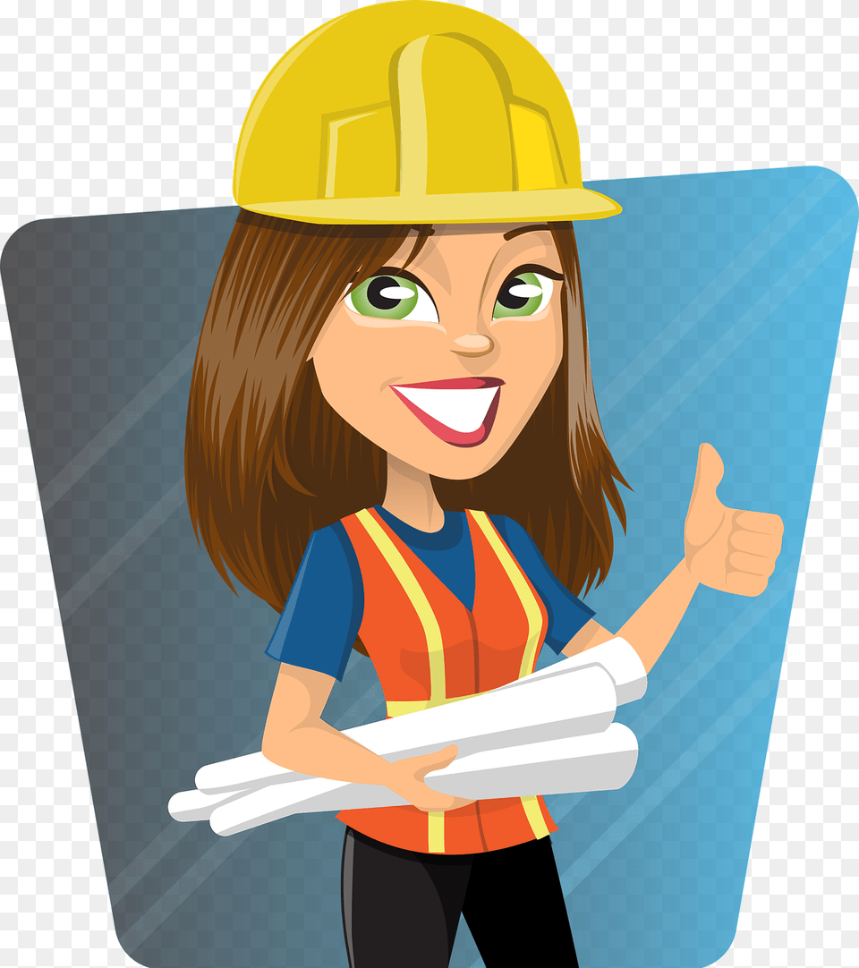Woman Project Manager Cartoon, Clothing, Hardhat, Helmet, Adult Png