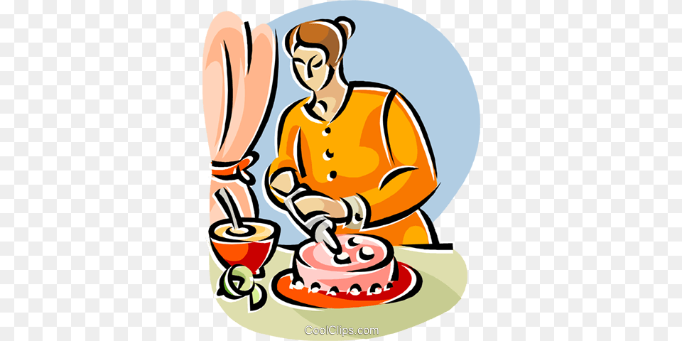 Woman Putting Icing On A Cake Royalty Vector Clip Art, Person, People, Baby, Cream Free Png Download