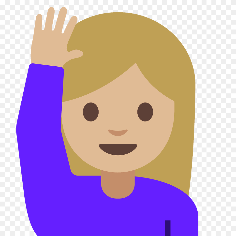 Woman Raising Hand Emoji Clipart, Cap, Clothing, Hat, Baby Free Png Download