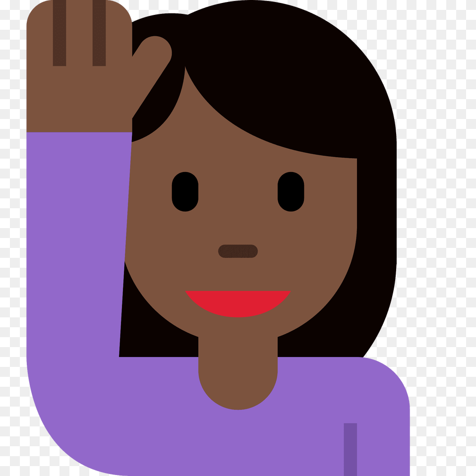 Woman Raising Hand Emoji Clipart, Face, Head, Person, Baby Png Image