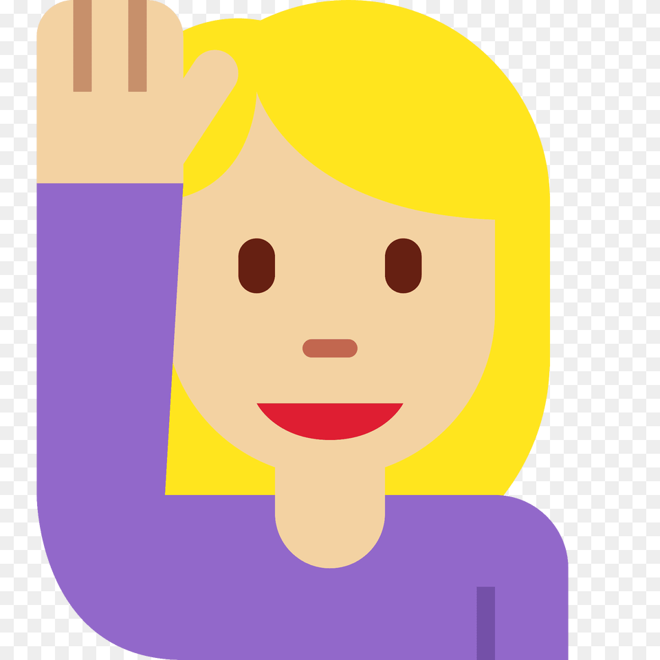 Woman Raising Hand Emoji Clipart, Face, Head, Person, Baby Free Png
