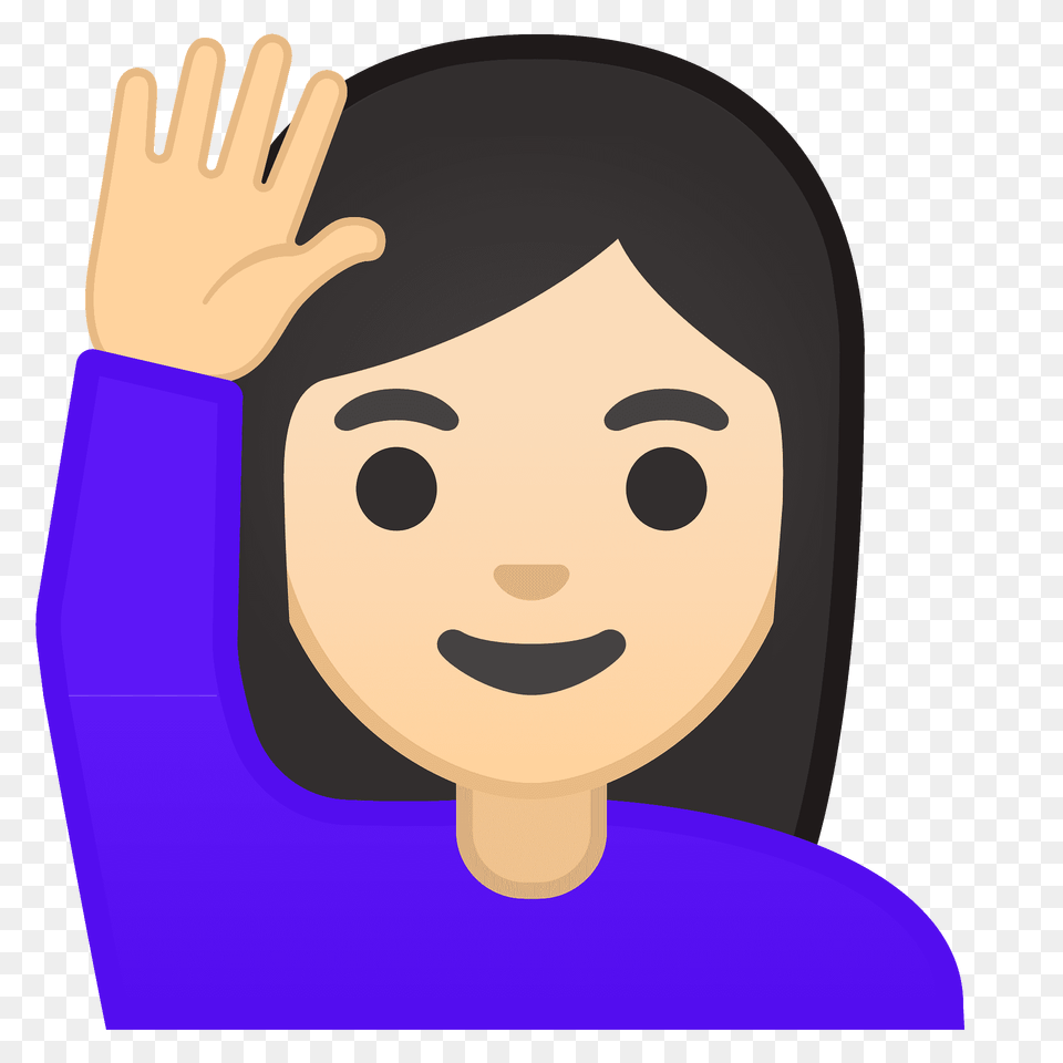 Woman Raising Hand Emoji Clipart, Face, Head, Person, Photography Png