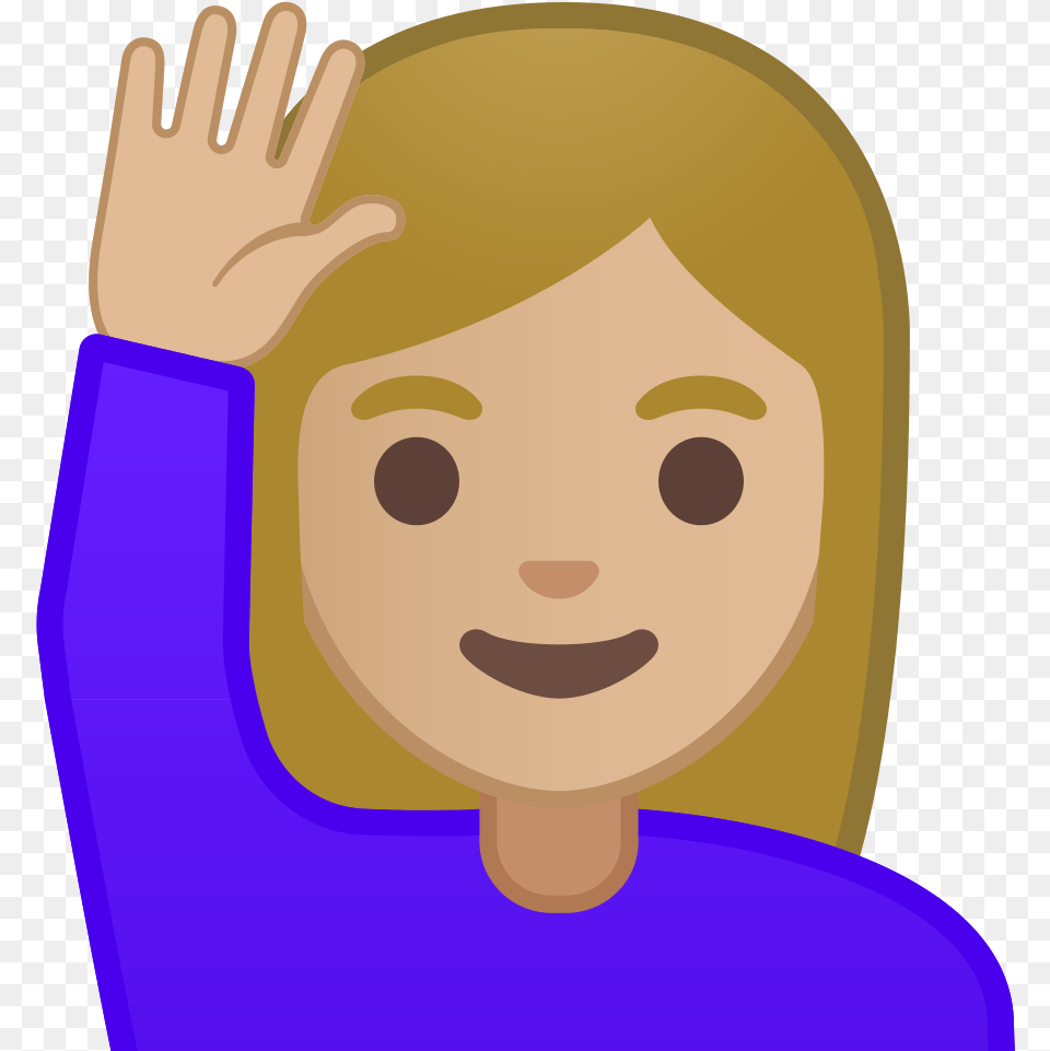 Woman Raising Hand Medium Light Skin Tone Icon Woman Raise Hand Icon, Face, Head, Person, Photography Png