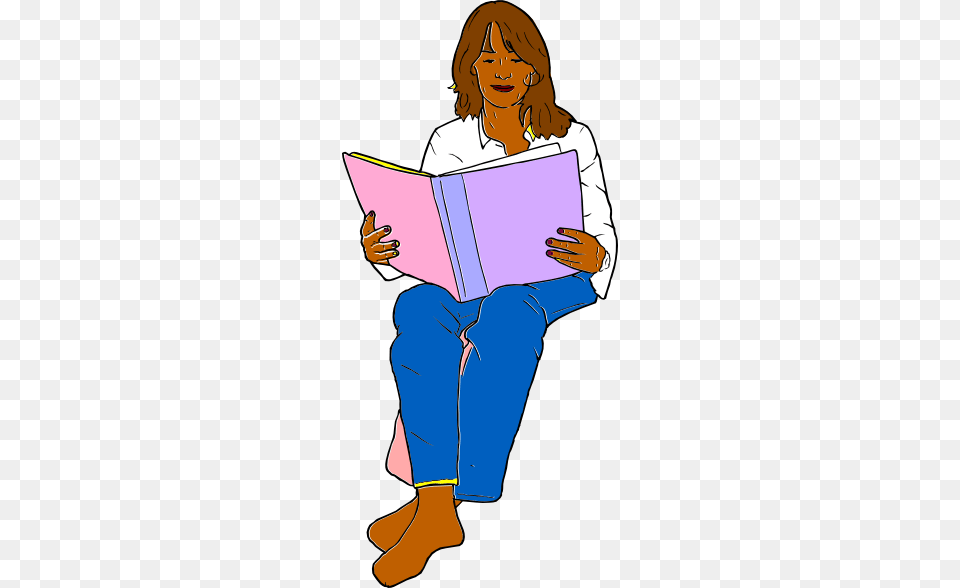 Woman Reading Baby Book Clip Art, Person, Clothing, Pants, Face Png