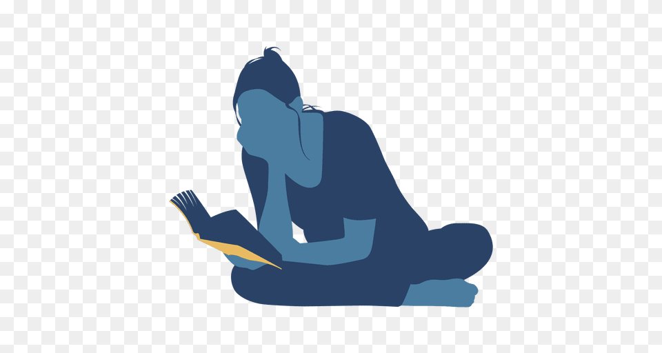 Woman Reading Book Floor Crossed Legs Silhouette, Person Free Png Download