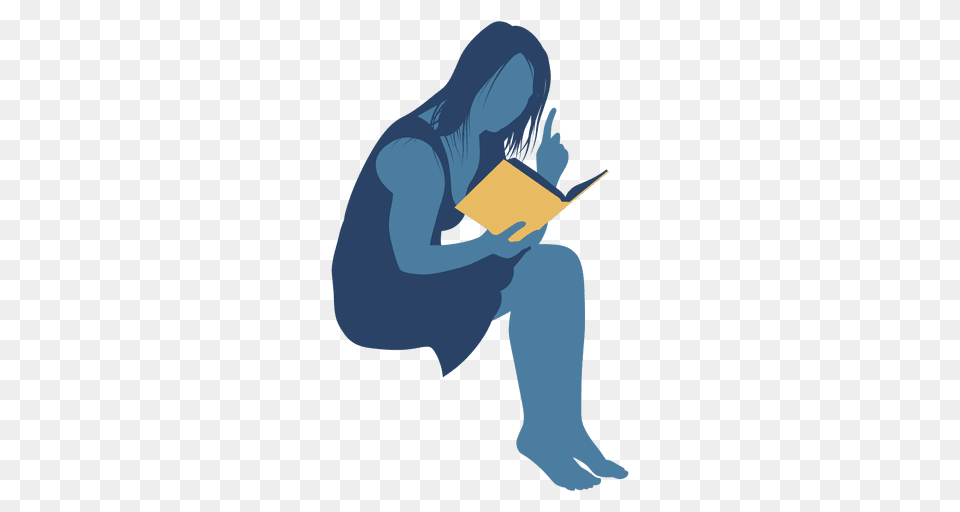 Woman Reading Book Silhouette, Person, Sitting Free Transparent Png