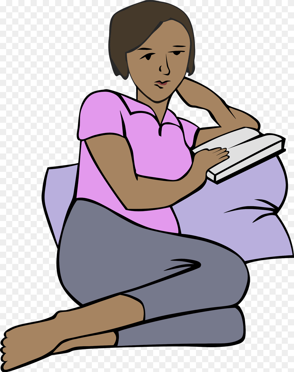 Woman Reading Clipart, Person, Face, Head, Sitting Free Png