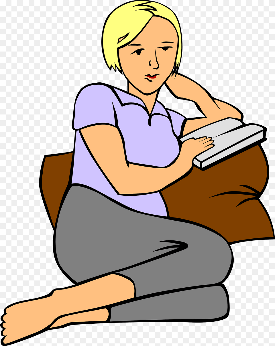 Woman Reading Clipart, Book, Person, Publication, Comics Free Transparent Png