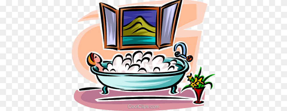 Woman Relaxing In A Bubble Bath Royalty Vector Clip Art, Bathing, Tub, Bathtub, Person Free Png