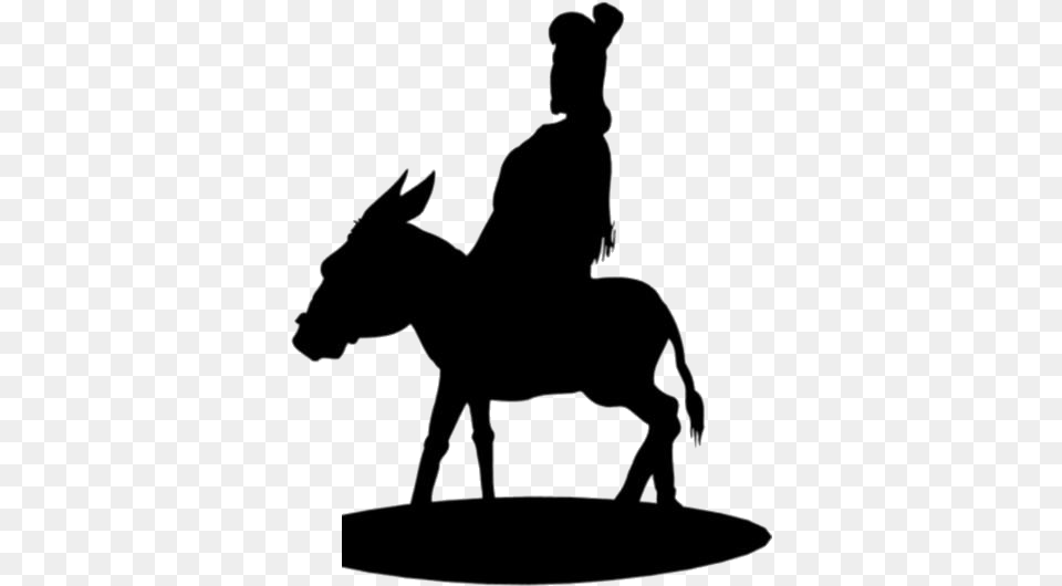 Woman Riding Donkey Black And White Stallion, Silhouette, Person Png