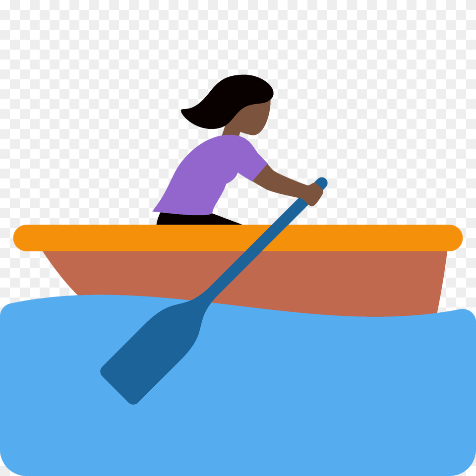 Woman Rowing Boat Emoji Clipart, Oars, Paddle, Person, Transportation Png Image