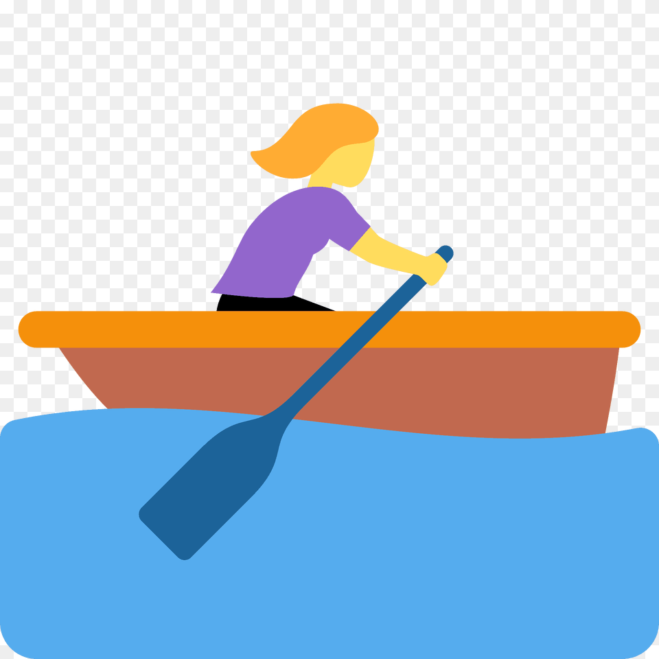 Woman Rowing Boat Emoji Clipart, Oars, Paddle, Person, Transportation Free Png Download