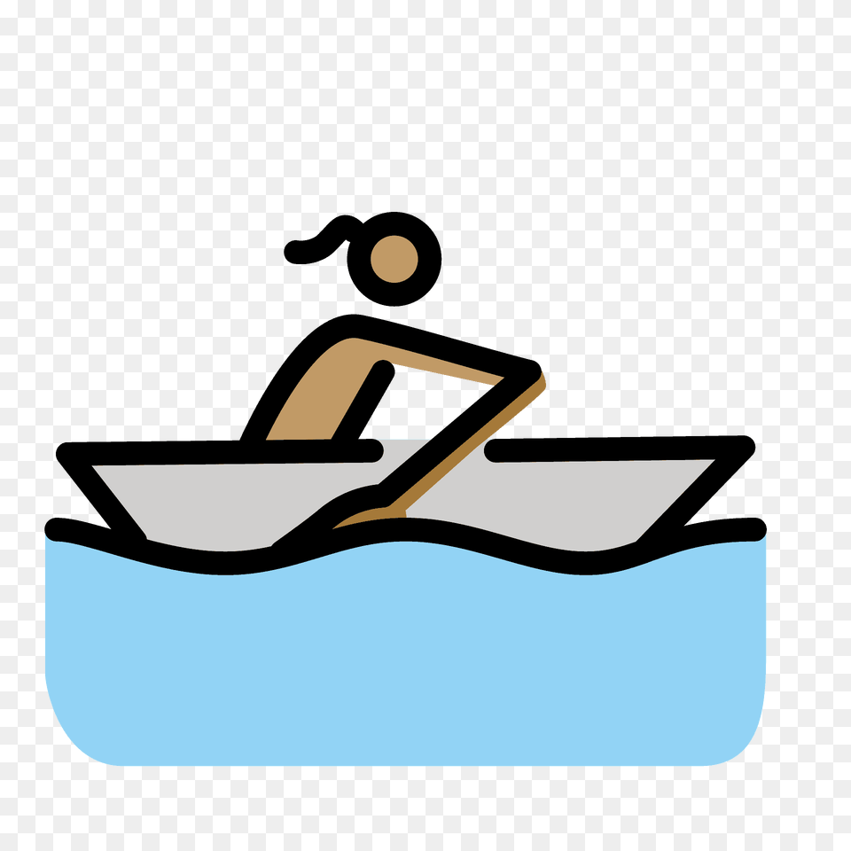 Woman Rowing Boat Emoji Clipart, Water, Bow, Tub, Weapon Png Image