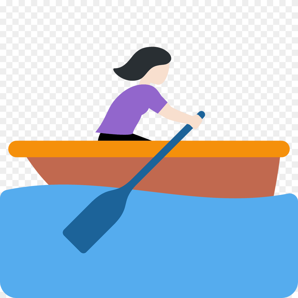 Woman Rowing Boat Emoji Clipart, Oars, Paddle, Person, Transportation Free Png