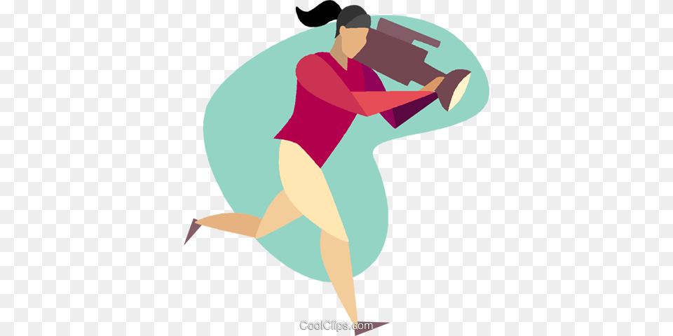 Woman Running With A News Camera Royalty Vector Clip Art, Dancing, Leisure Activities, Person, Photography Png Image