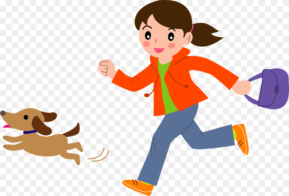 Woman Running With Her Dog Clipart, Baby, Person, Face, Head Free Transparent Png