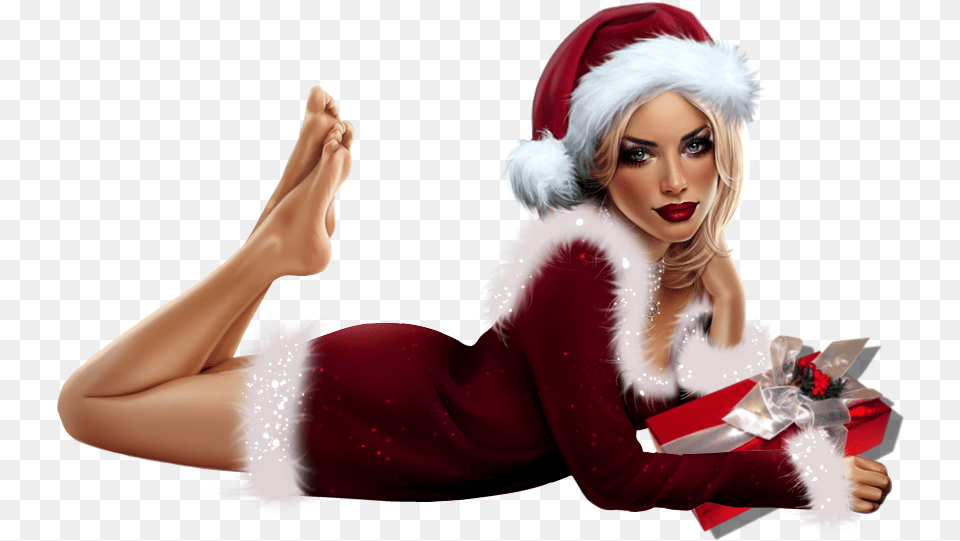 Woman Santa Clause, Adult, Person, Hand, Finger Free Png Download