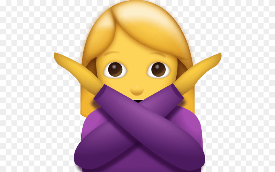 Woman Saying No Emoji, Purple Png Image