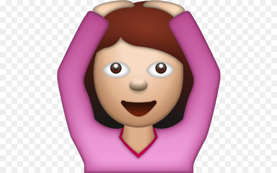 Woman Saying Yes Emoji Hands On Head Cartoon, Photography, Face, Portrait, Person Png
