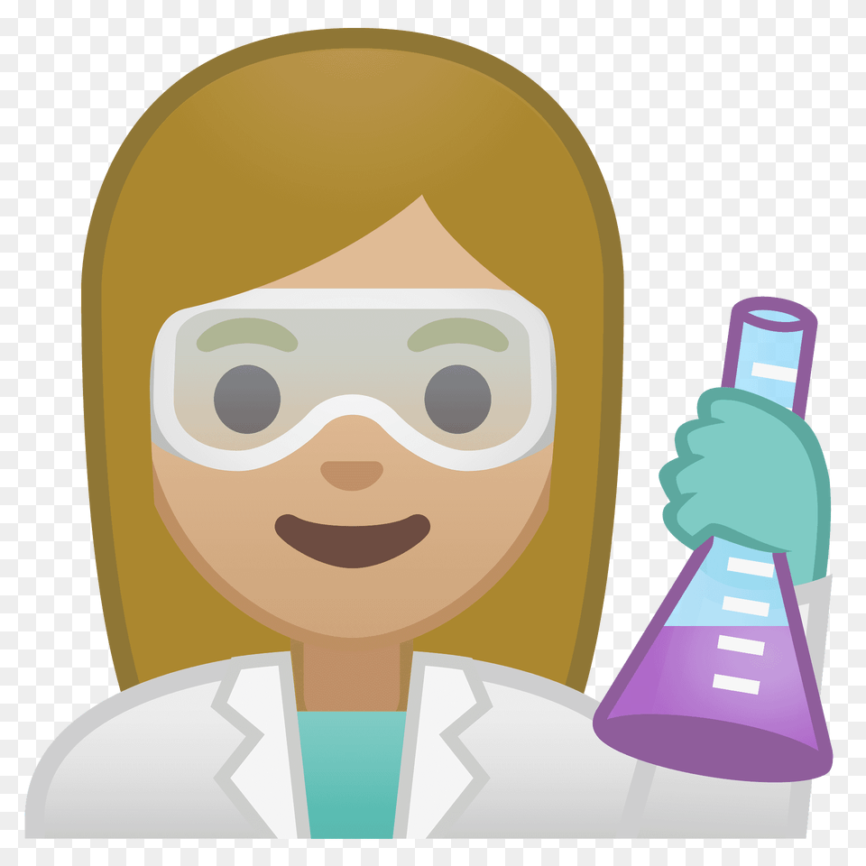 Woman Scientist Emoji Clipart, Clothing, Coat, Face, Head Png Image