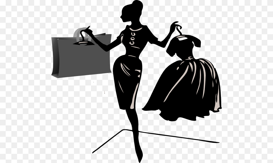 Woman Shopping Black And White, Stencil, Dancing, Leisure Activities, Person Png